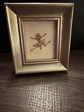Vintage Miniature Floral Piece Silver Tone Frame. Artist Signed.  Whimsical. EUC